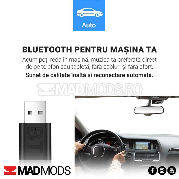 Modul Audio Bluetooth Aux Auto, compatibil BMW Audi Skoda Vw etc