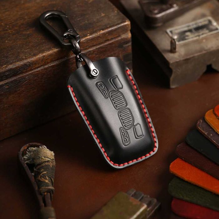 Husa cheie BMW, din piele naturala, albastru/negru/maro