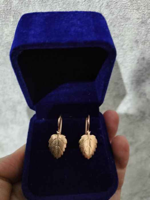 Советские листики серьги 583 пробы