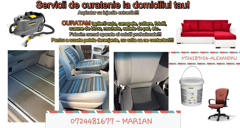 Curatat,, reîmprospătarea canapele , fotolii, covoare, Tapițerii Auto.
