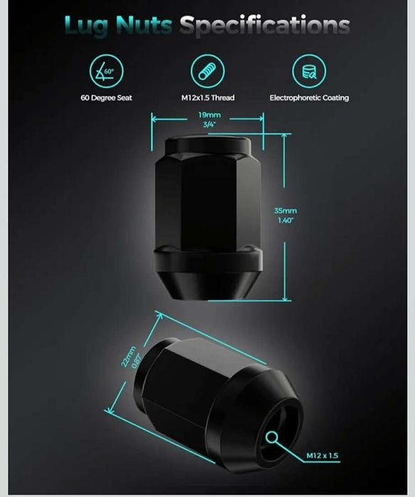 Болтове за джанти ZOFFI M12x1,5 ключ 19