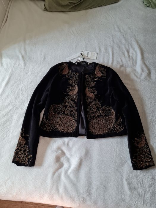Sacou negru catifea Zara