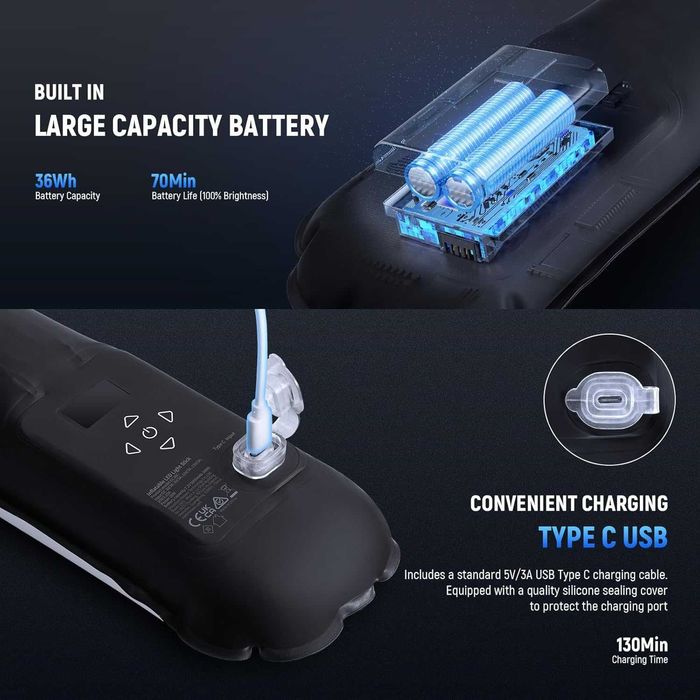 Neewer BASICS 30W Ръчна RGB филър лампа 90см, надуваема, 5000mAh-GC30C