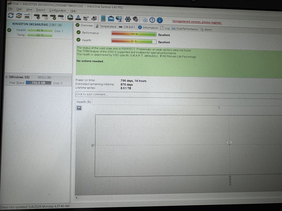 SSD Kingston KC600 256GB SATA 3 2.5" - Stare Excelentă
