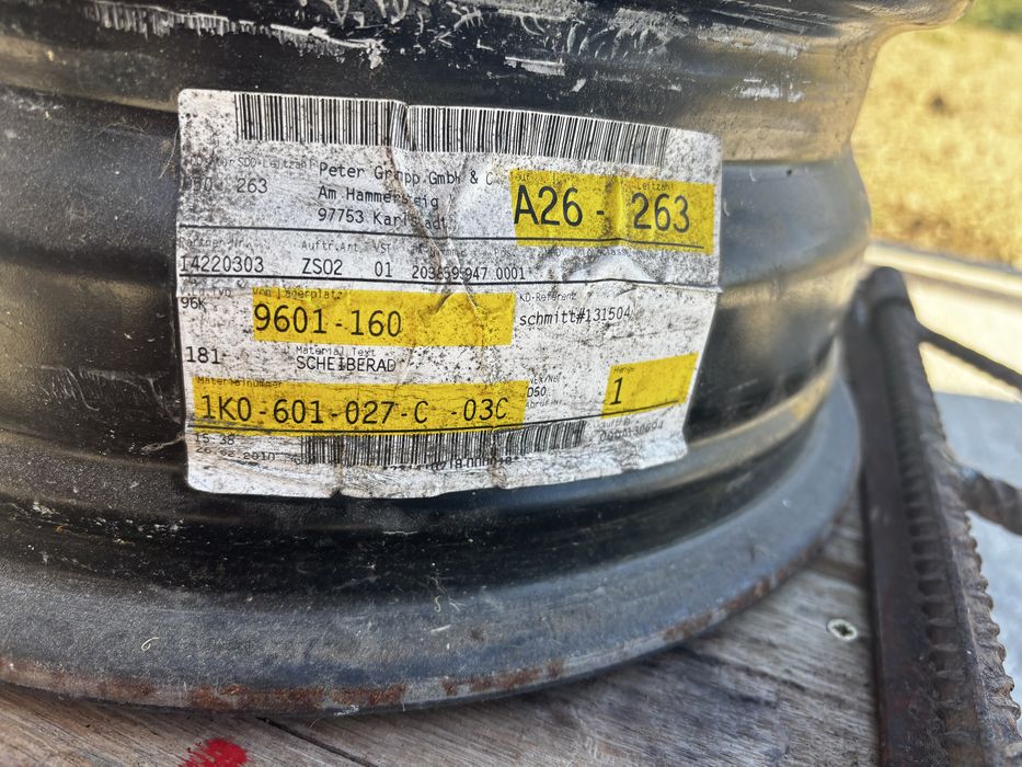 Set 4 jante tablă R15 5x112 OEM VW / Skoda / Seat / Audi