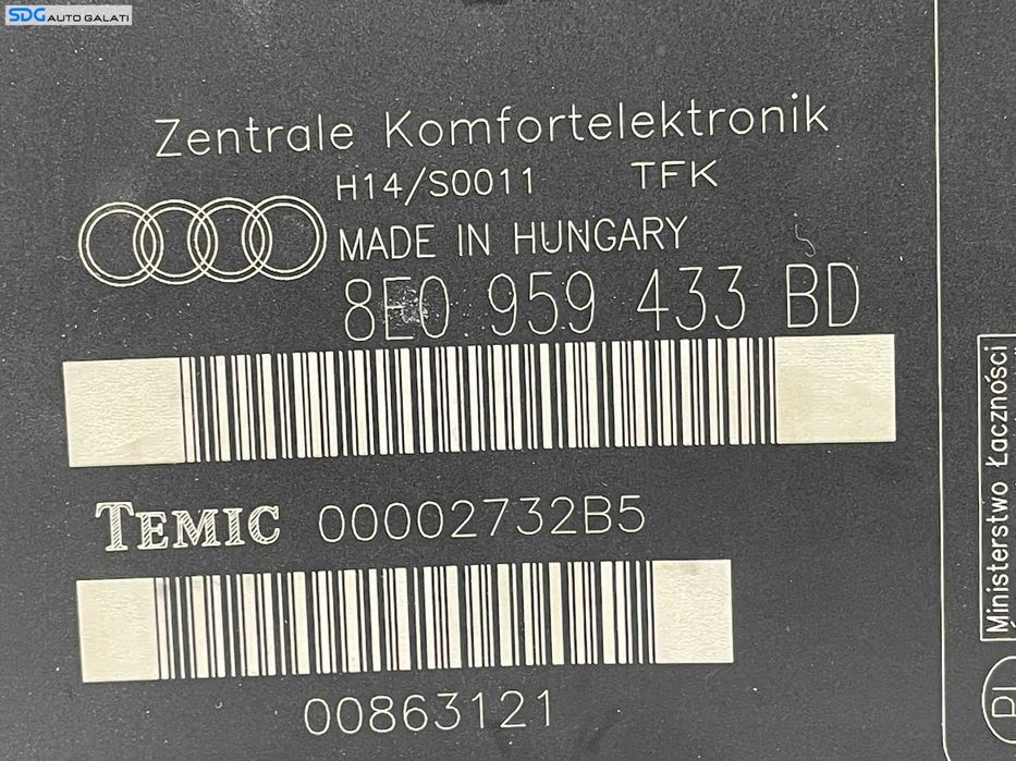 Modul Unitate Calculator Control Confort Audi A4 B7 2004 - 2008 Cod 8E0959433BD [L4701]