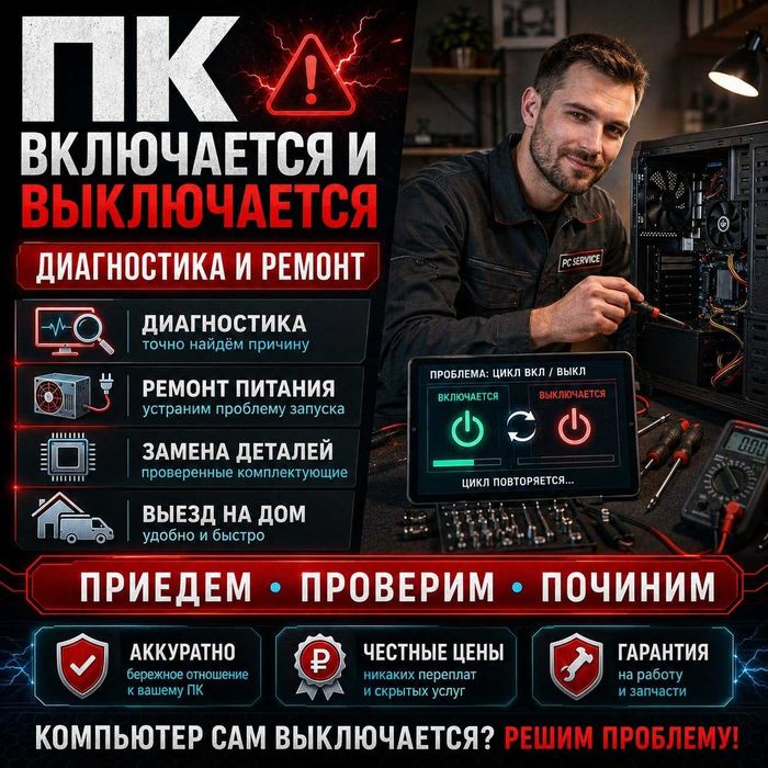 ПК включается и выключается — диагностика и ремонт