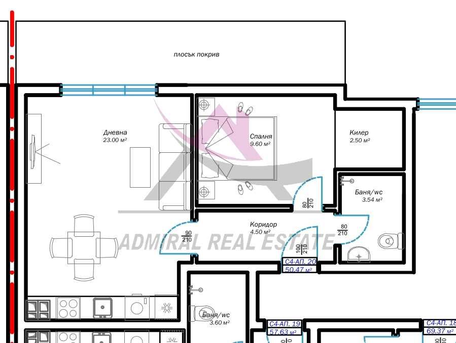 Продава се Двустаен апартамент в Варна, Възраждане 3 - 60 кв.м за 1534 €/кв.м - Снимка #1