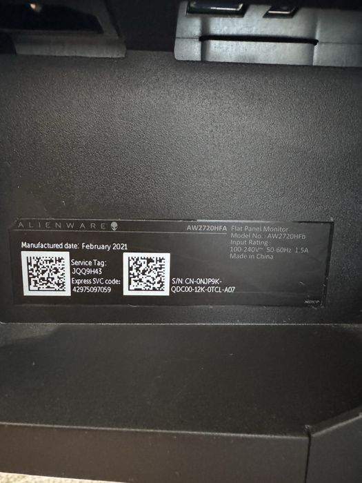 Monitor Gaming Alienware AW2720HFA 27" 240Hz IPS FreeSync/G-Sync