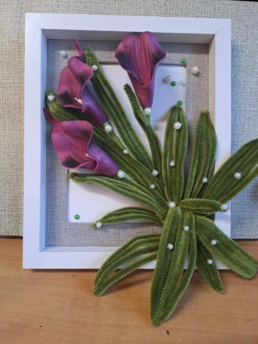 3D картини от плетени цветя