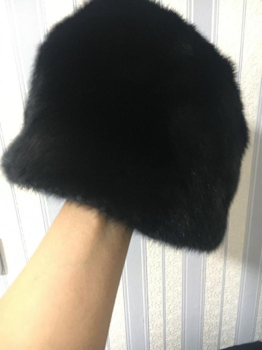 Шапка норковая чёрный бриллиант