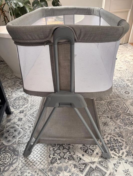 Patut co sleeper Lionelo Luna 2 in 1 gri + saltea cocos + 2 lenjerii