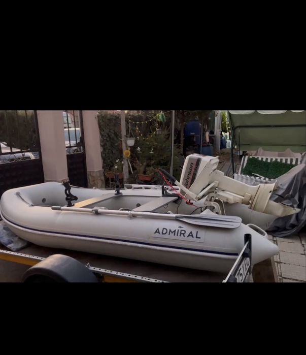 Надуваема лодка с твърдо дъно и мотор Johnson 6 к.с. и сонар Garmin