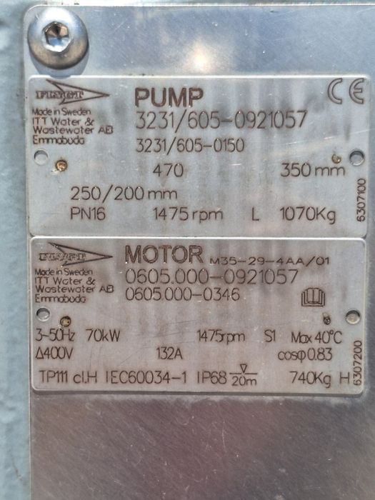 Потопяема помпа за мръсни води FLYGT