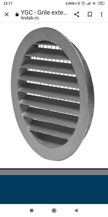 Grile aerisire din aluminiu Lindab 20 cm, noi
