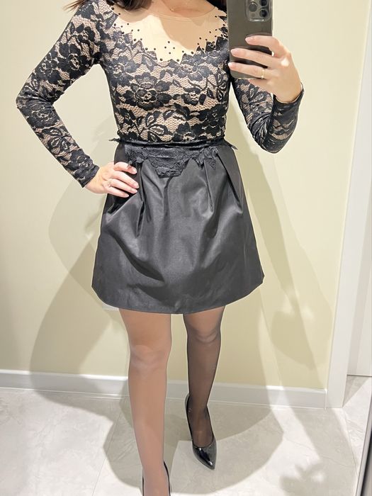 Елегантна рокля черна с дантела