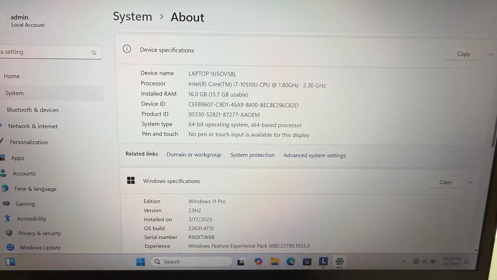 Lenovo ThinkPad L13 gen 1 i7/16GB RAM/512GB