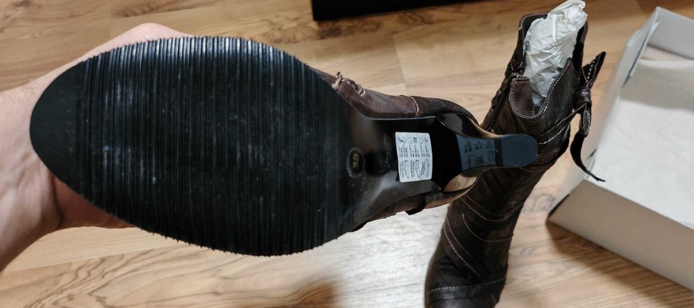 Елегантни Боти от естествена кожа цвят кафяв Нови Номер 38