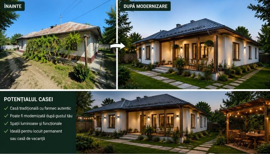 Proprietate la țară – casă bătrânească + teren 2.713 mp Fulga Prahova