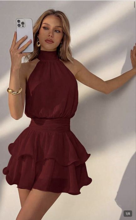 Рокля бордо от SHEIN