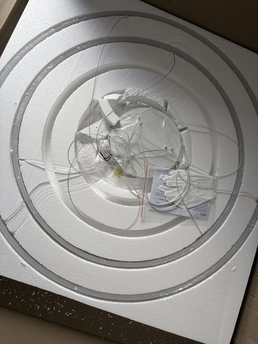 Lustră LED dublu inel Reglabil cu telecomandă Reglabil pe înălțime Ø80+100cm – Alb