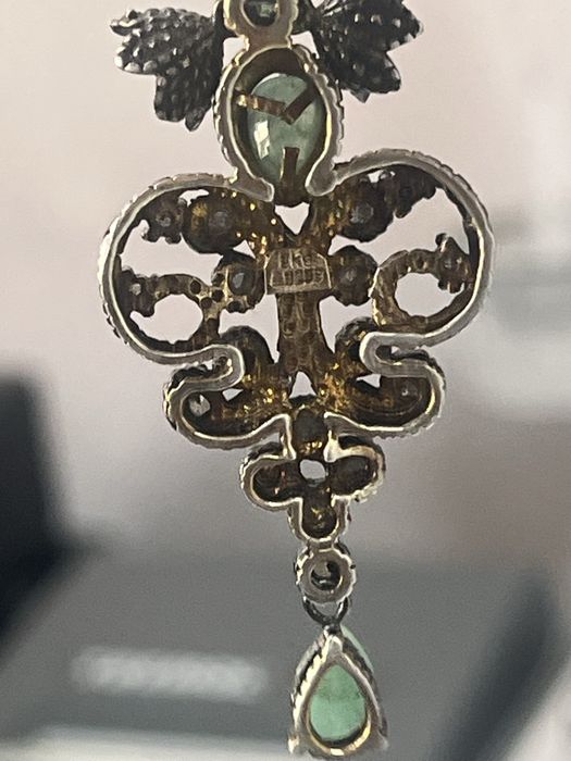Винтидж висулка 925+14 карата злато с изумруди