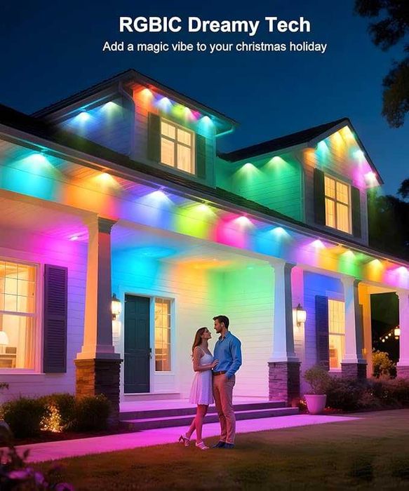 Iluminat exterior permanent de 60 m LED RGB IP67 cu aplicatie