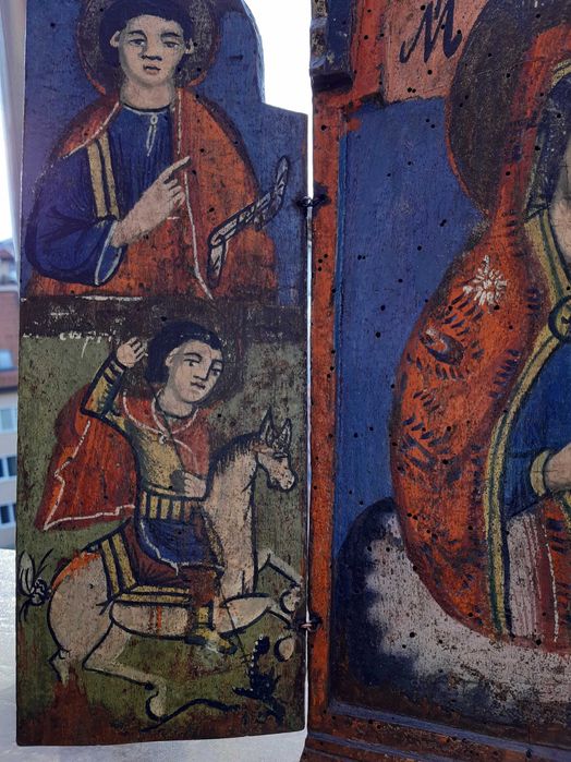 Стара Българска Домашна Икона Триптих