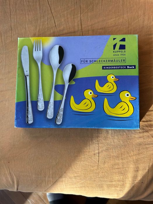 Детски комплект прибори за хранене неръждаема стомана Kuppels DUCK – 4 части,