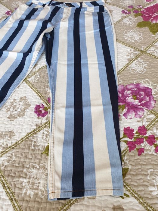 Blugi pantaloni talie inalta dungi bumbac