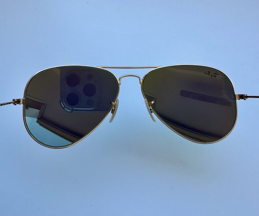 Ray Ban RB3025 Aviator Large Metal 58мм Green Mirror /отлични