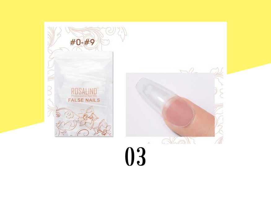 Прозрачни изкуствени нокти и удължители за нокти ROSALIND - 120 броя