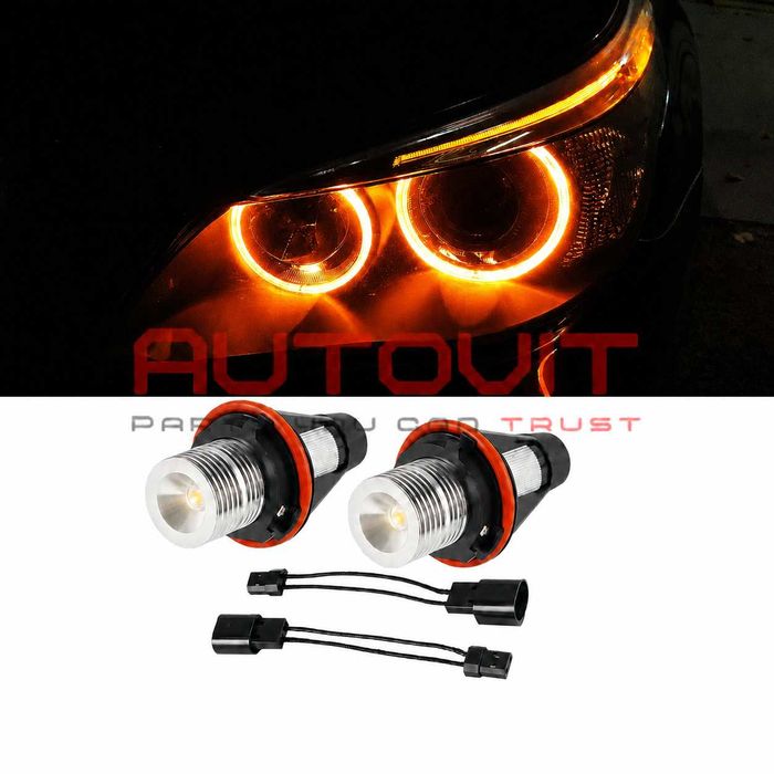 LED крушки Angel Eyes жълта светлина за BMW - Canbus, бмв, ангелски очи, канбуси