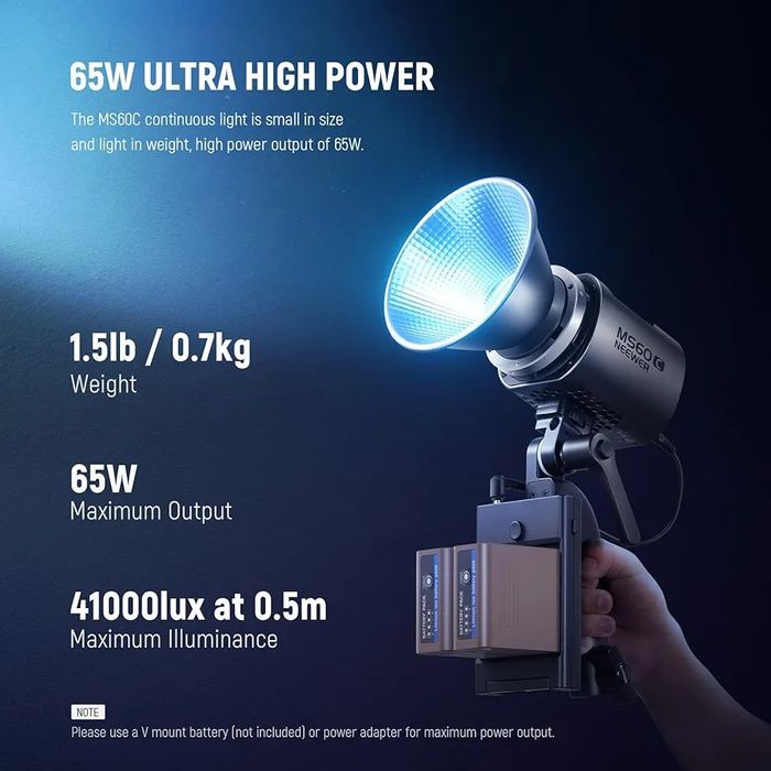 Neewer MS60C 65W RGBWW LED Видео Осветление с Батериен Комплект