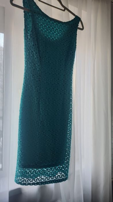 Rochie turcoaz din dantela brodata 36
