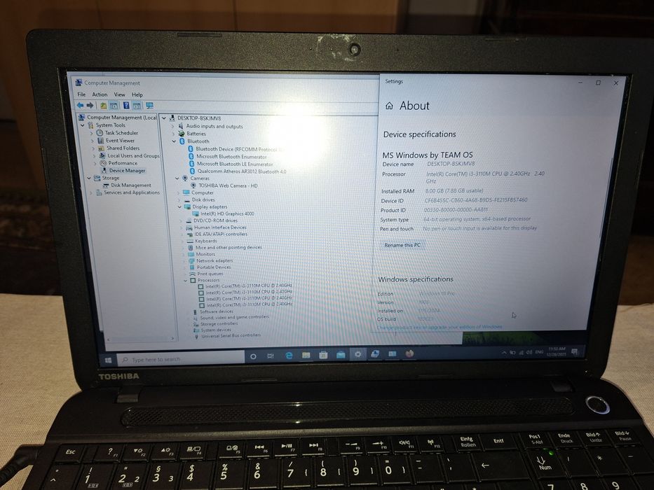 Toshiba Pro C50, Intel i3, 8 GB ram, Bluetooth,  baterie ok