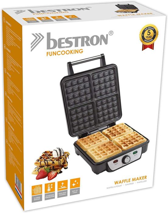 Гофретник Bestron 1100W голям за 4 гофрети