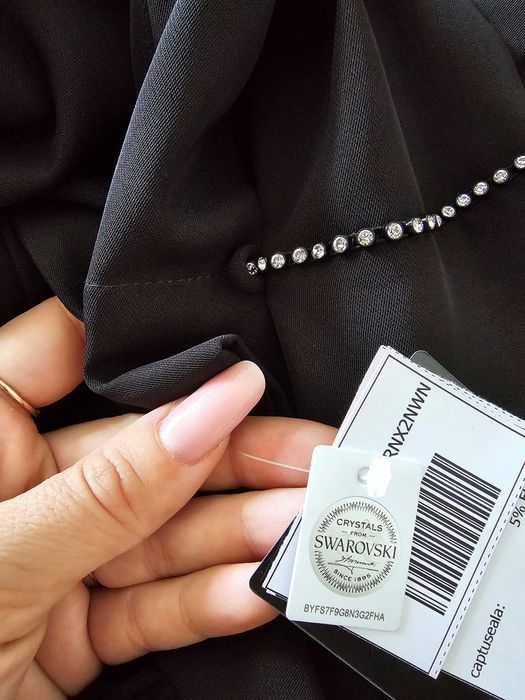 Rochie de seara neagra Yokko, cu cristale Swarovski