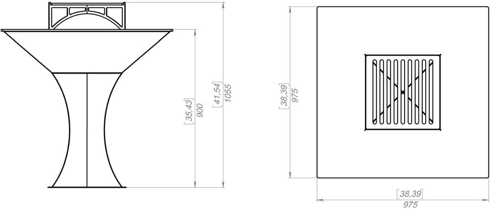 Grătar cu plită 975/975 din oțel, 10 mm