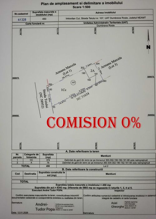 Teren de vanzare - Comision 0%