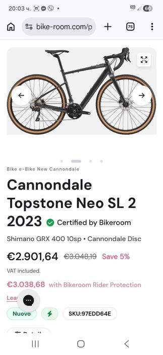 Електрически гравел велосипед Cannondale Topstone Neo SL 2