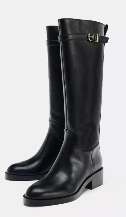 Високи черни ботуши Zara 39