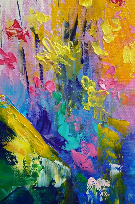 "Стъпките на пролетта" Картина 50х40см, Маслена живопис с шпакла