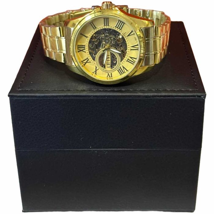 Луксозен и елегантен мъжки златист часовник LEIYI