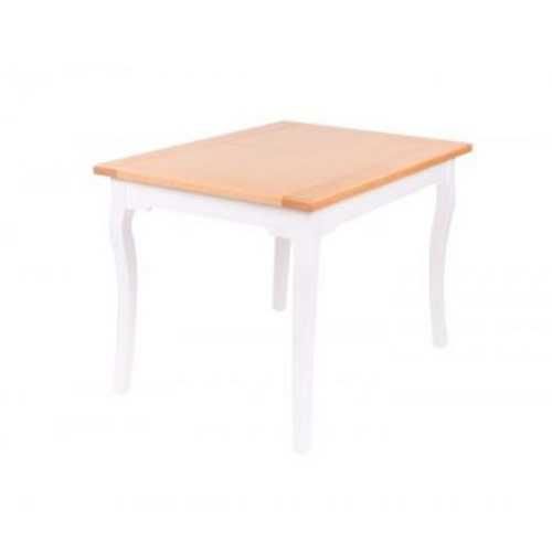 Masa extensibila Lucky, lemn masiv fag + MDF furniruit, alb+fag