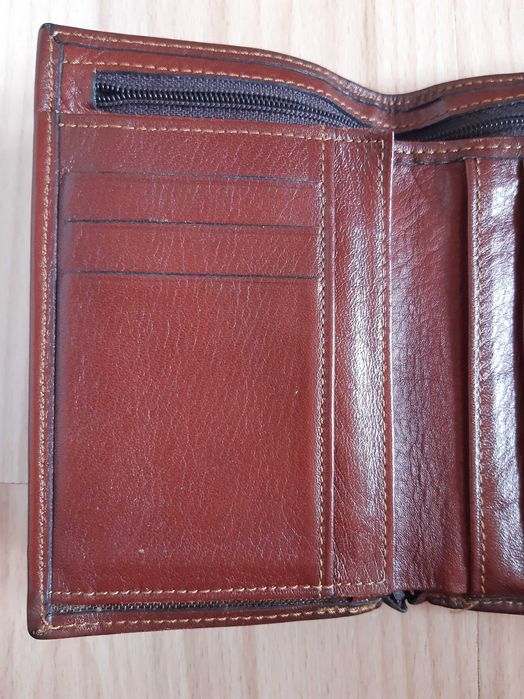 Портфейл, мъжки естествена кожа, цвят-бордо