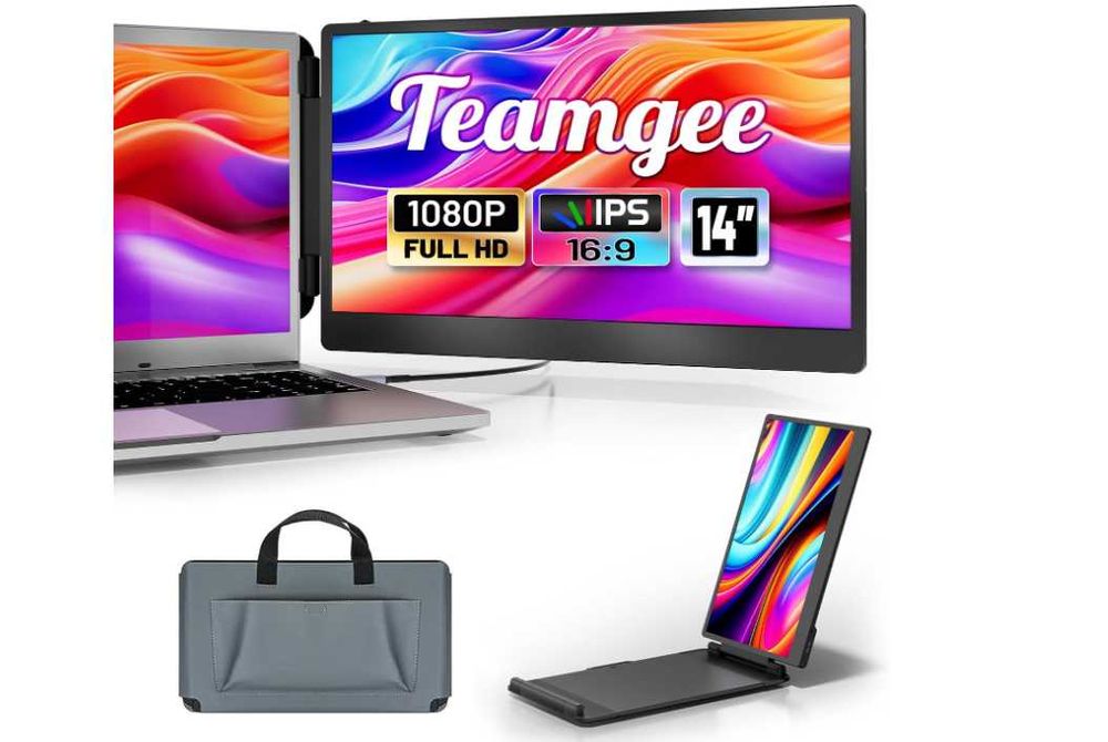 Monitor Portabil Laptop Teamgee 14 inch Full HD IPS Extensie Ecran Secundar USB-C HDMI