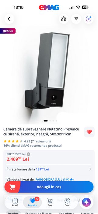 Camera de supraveghere Netatmo Presence