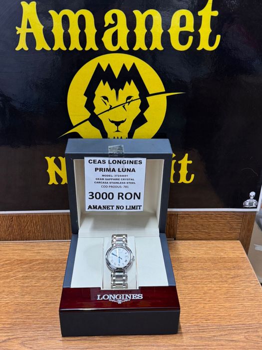 Ceas Longines Prima Luna model: 37244691 Geam Sapphire,Amanet No Limit