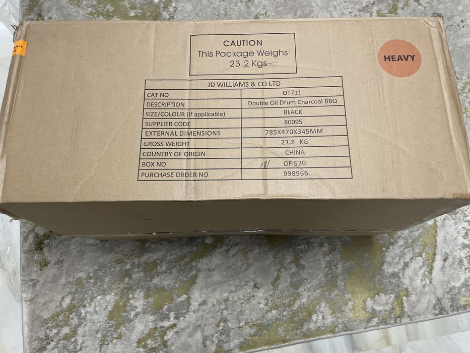 Grătar cu cărbune cu tambur dublu cu ulei, Nou Sigilat